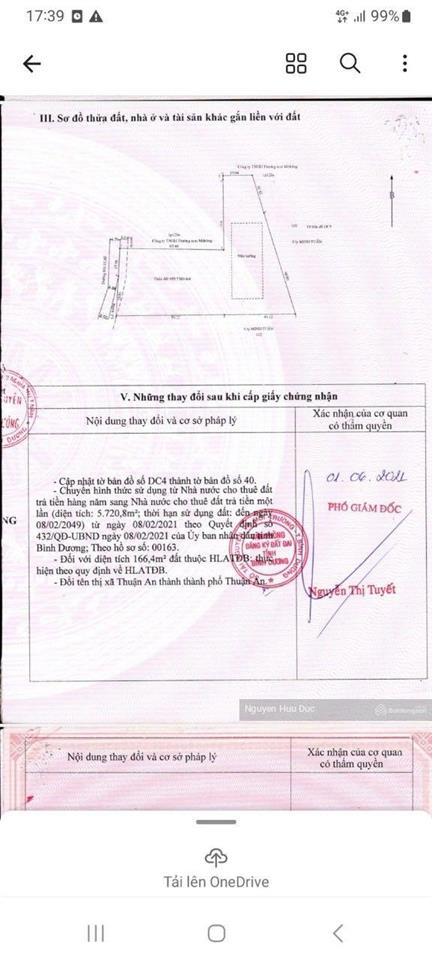 Bán đất mặt tiền đường nhựa xây chung cư (13.000m2) 5.7000m2 skc. p bình hoà, tx thuận an, bd