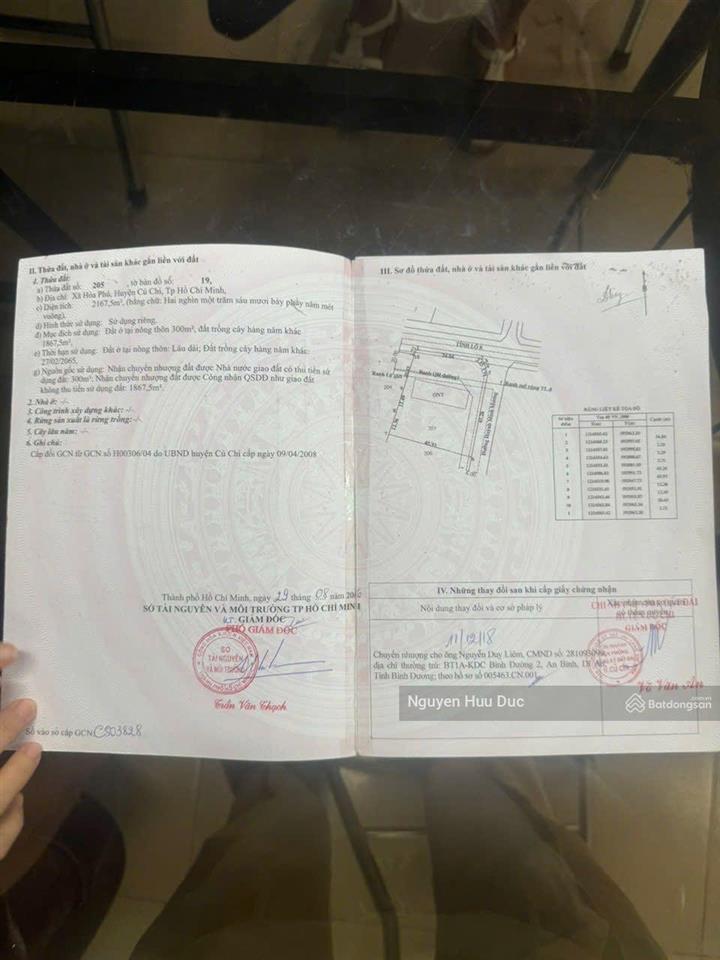 Bán đất góc ngã tư tỉnh lộ 8 và huỳnh minh mương. xã hoà phú h củ chi tphcm (2.100m2) 1.300m2 thổ