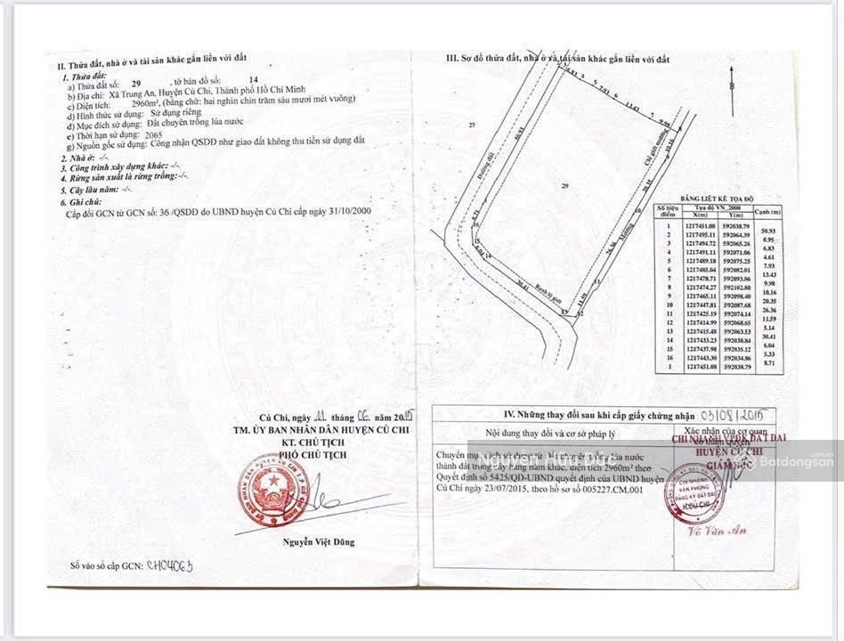 Bán đất siêu đẹp 72 x 41m (cây hàng năm khác) xã trung an, huyện củ chi, tphcm (6 tỷ)