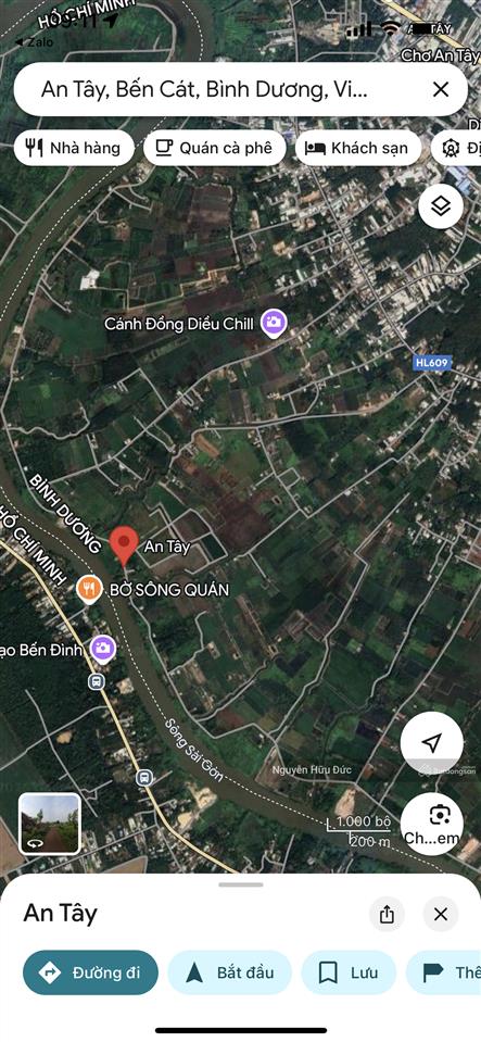 Bán đất mặt tiền sông sài gòn 15,5 ha (300m2 thổ cư) phường an tây, tp bến cát, bình dương