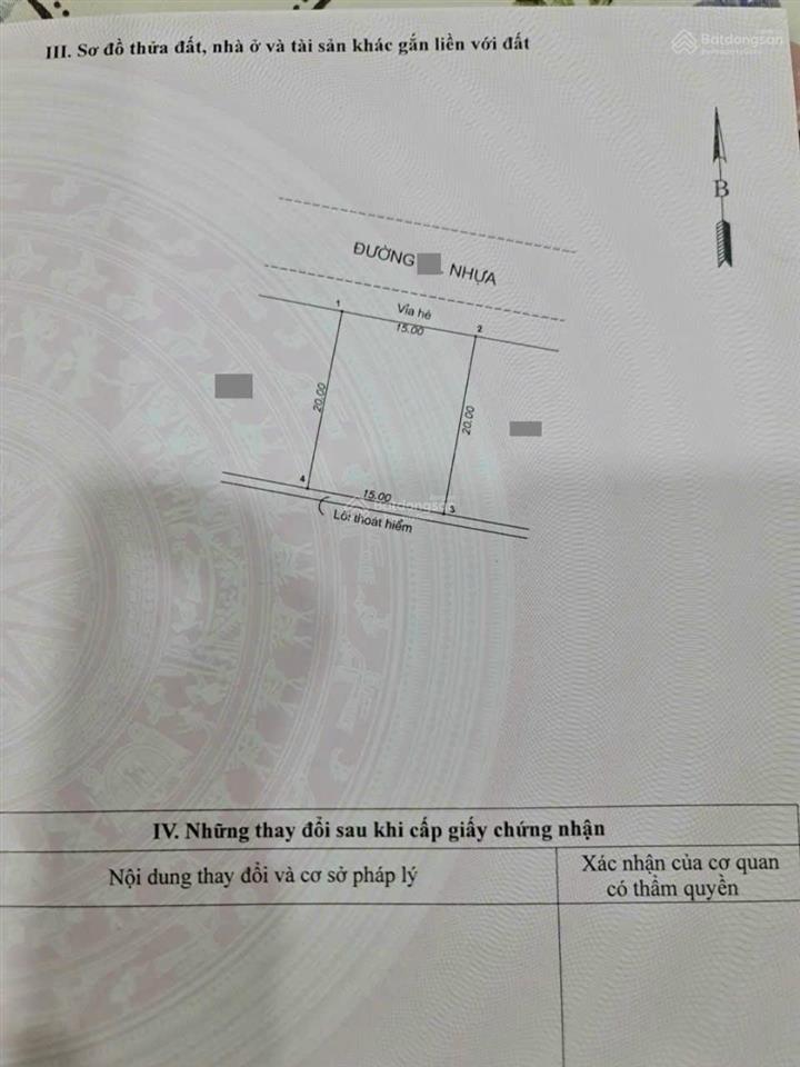 Chủ bán lô đất biệt thự 300m2 mặt tiền đường thống nhất (15*20m), kđt bình nguyên
