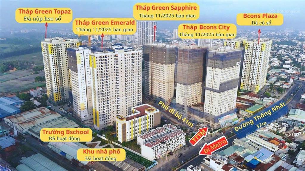 Nhà phố mặt tiền đường thống nhất, trái tim khu đô thị bcons city, thanh toán 3 tỷ nhận nhà ngay