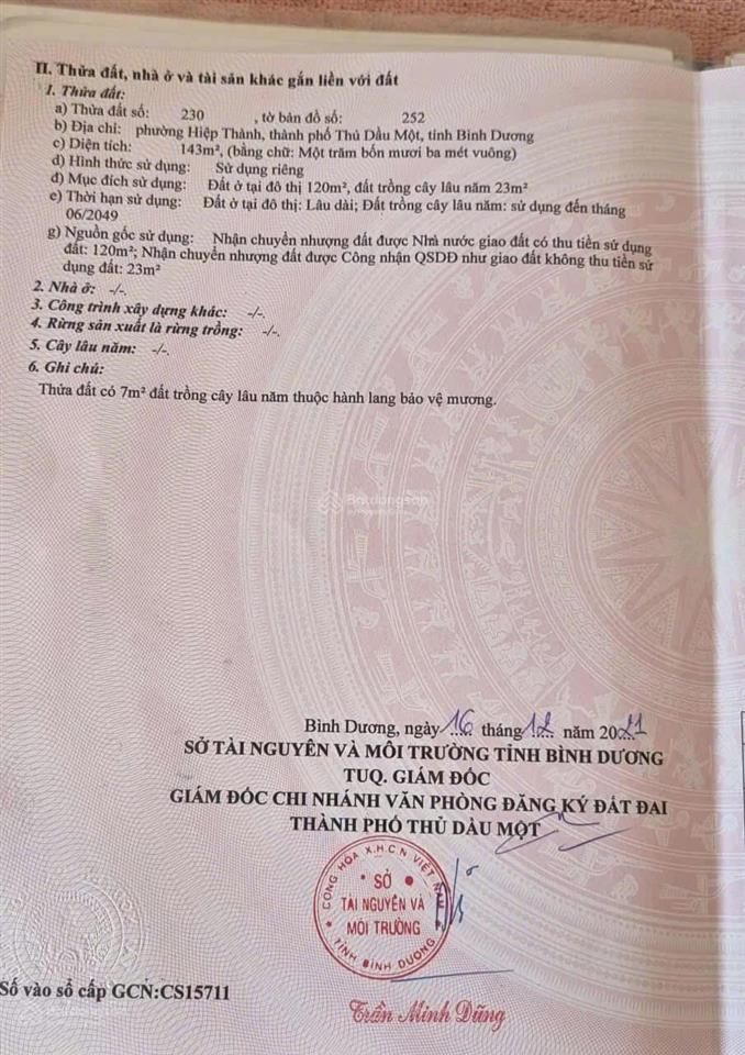 Bán đất mặt tiền đường nhựa 5m, ngay bên hông bệnh viện tỉnh bình dương, phường hiệp thành