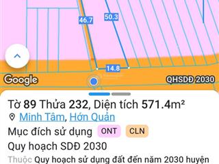 Hớn quản chủ kẹt tiền cần bán gấp lô đất 2 mặt tiền 570m2 có 100m2 thổ cư. giá 320tr bao sổ sách