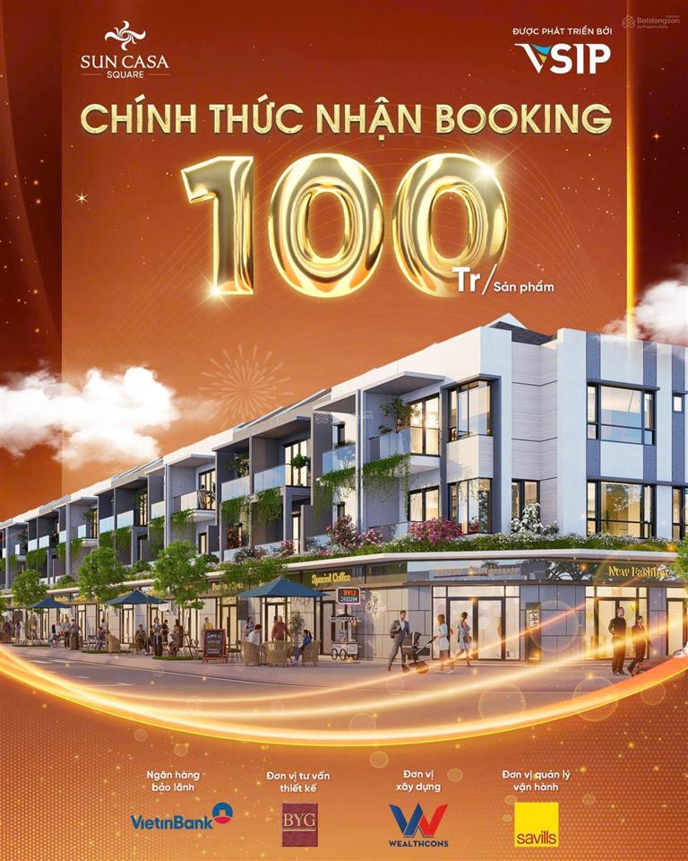 Ưu đãi khủng cho giỏ hàng 108 căn nhà phố thương mại dự án sun casa square của cđt vsip
