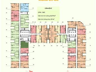 Căn 2pn 62,79m2 giá tốt nhất bảng hàng, ký hđmb thanh toán 10%, vay nh hlls 24 tháng.  0938 656 ***