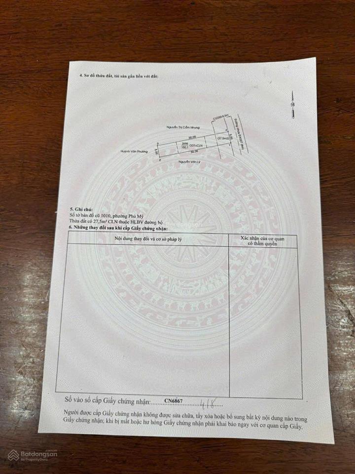 Đất mặt tiền nhựa 6m dx027, phú mỹ. dt 5x30m(60m2 tc) giá 3tỷ390