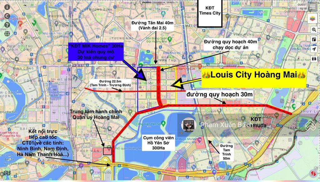 Chính chủ bán lại suất ngoại giao đường 40m, mt 6m, vỉa hè 7m, dt 114m2. louis city hm