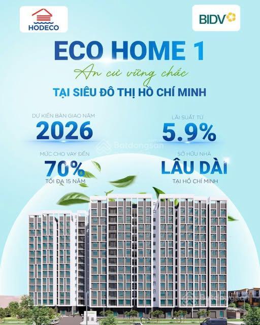 Chung cư nhà ở xã hội eco home 1, mặt tiền đường trường chinh, phường phú mỹ, tp. hcm, 1 phòng ngủ