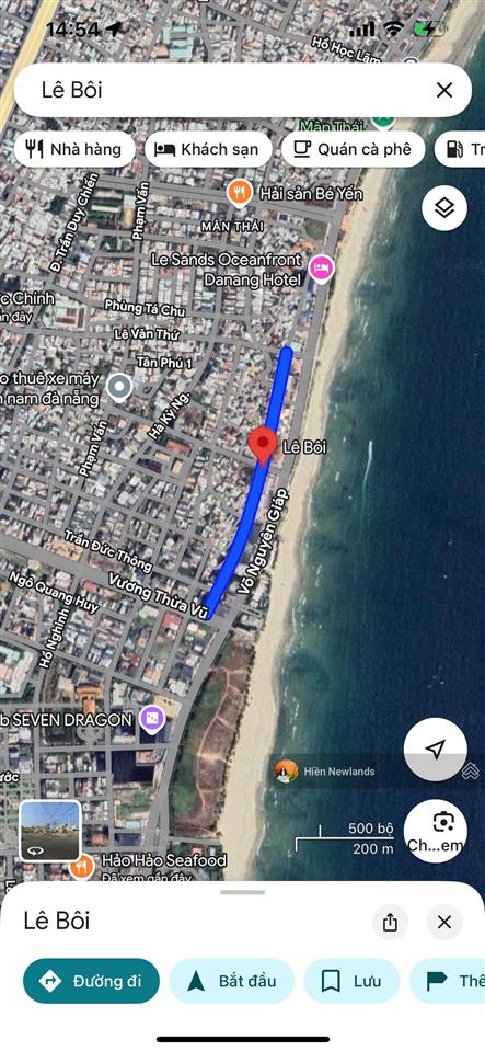 Bán lô đất 167m ngang 13m 2 mặt tiền trước sau đường lê bôi cách bãi tắm mân thái chỉ 200m 21 tỷ tl