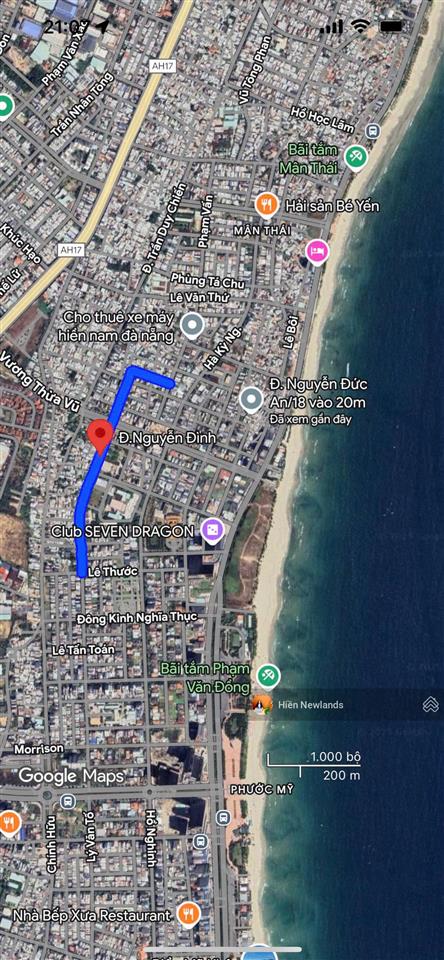 Bán lô đất biển 220m đường ô tô 5m phước trường 12 gần công viên hồ nghinh và lê thước ngang 9,4m