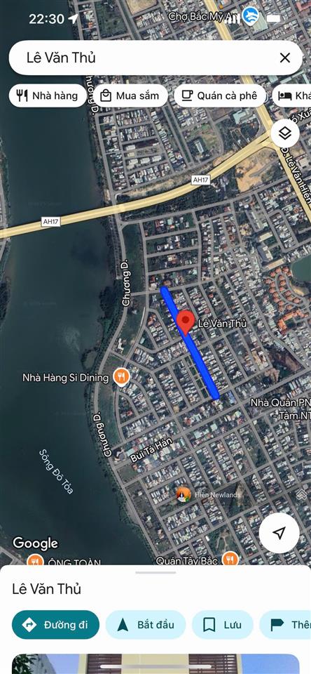Bán đất mặt tiền đường lê văn thủ dt 100m giá chỉ 9,3 tỷ đường 7,5m  gđ1 gần sông khu nam việt á