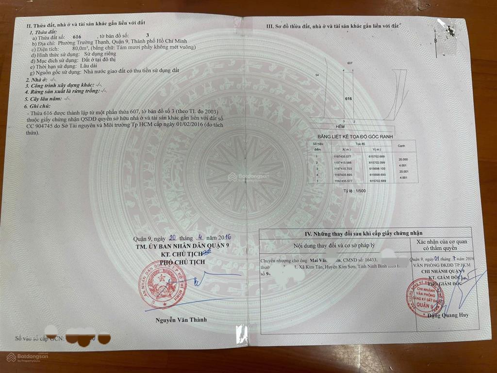 Bán đất chính chủ 55/9/8 lò lu, trường thạnh, quận 9  80m², giá 5,8 tỷ, mặt tiền đẹp