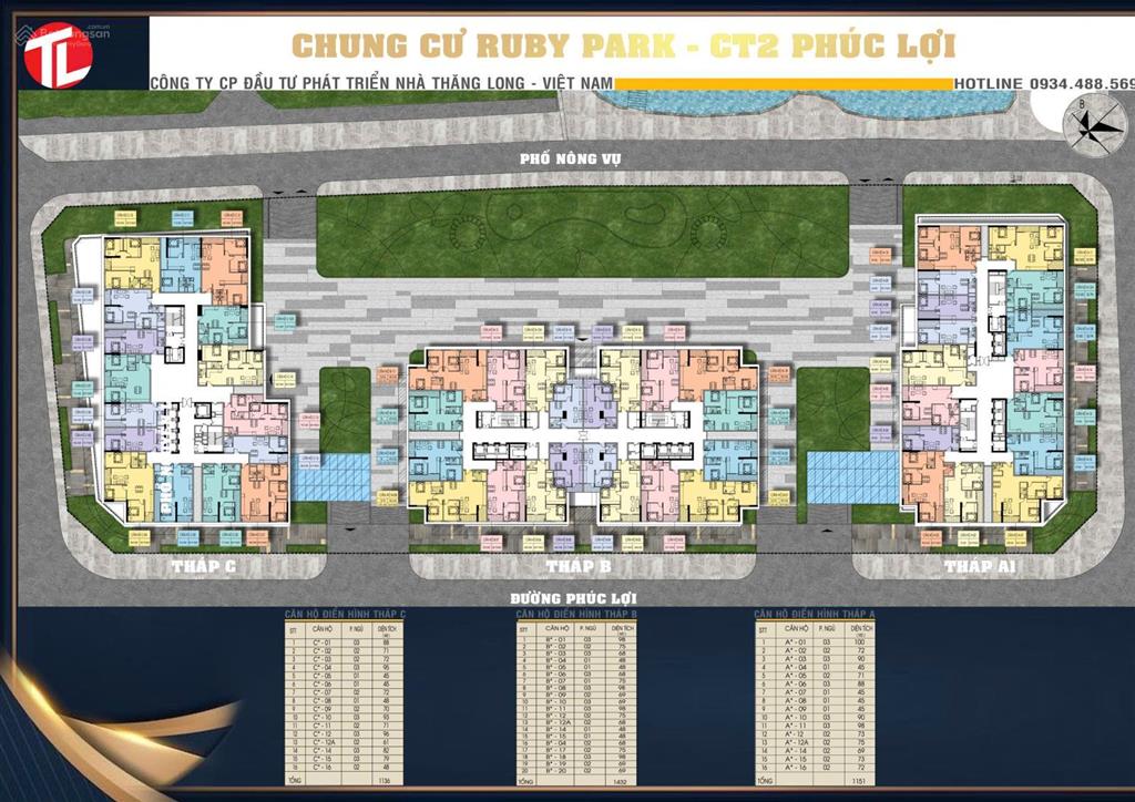Bán căn 2 phòng ngủ tầng 11 bc tn ruby park 73.9m2 4tỷ950 bao mọi phí  0365 636 ***