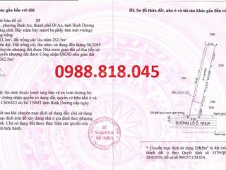 Bán đất khu phố nội hóa 1, phường bình an, tp dĩ an, tỉnh bình dương, 773.8m2, mt 10m, đường 8m mt