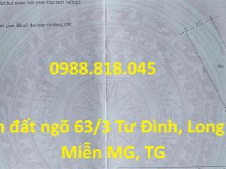 Đất ngõ 63 tư đình, phường long biên, thành phố hà nội, 228.8m2, đường ô tô tránh, miễn tg