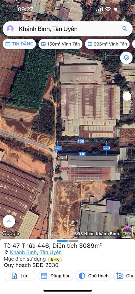 Bán quy hoạch đất skc tại phường khánh bình, tân uyên, bình dương, 9.5 tỷ, 3089 m2 đường xe công