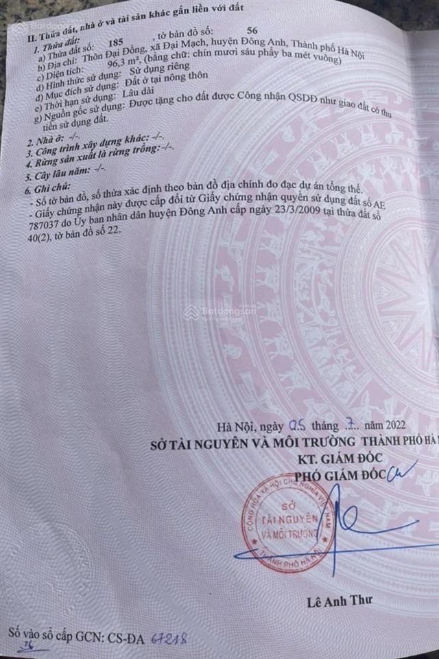 Bán lô đất tại xã đại mạch, đông anh gần cầu thượng cát cơ hội đầu tư và an cư không thể tốt hơn