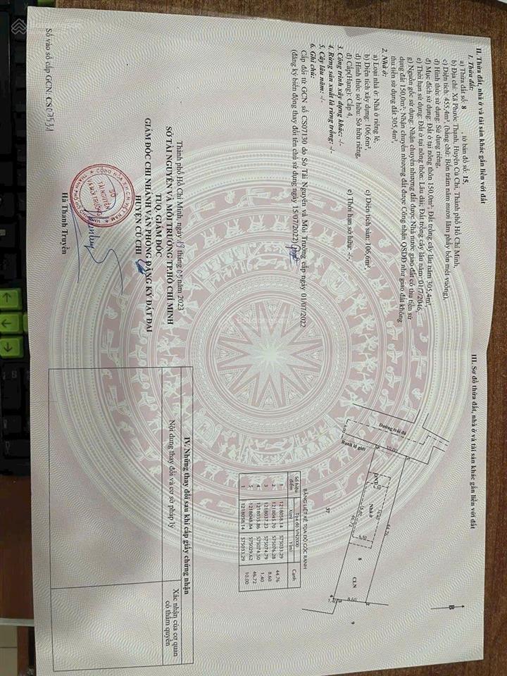 Bán nhà xã phước thạnh , dt 10x46=455m có thổ cư 150m gồm 1 pk .2 pn bếp, giá hạ chỉ còn 3ty850