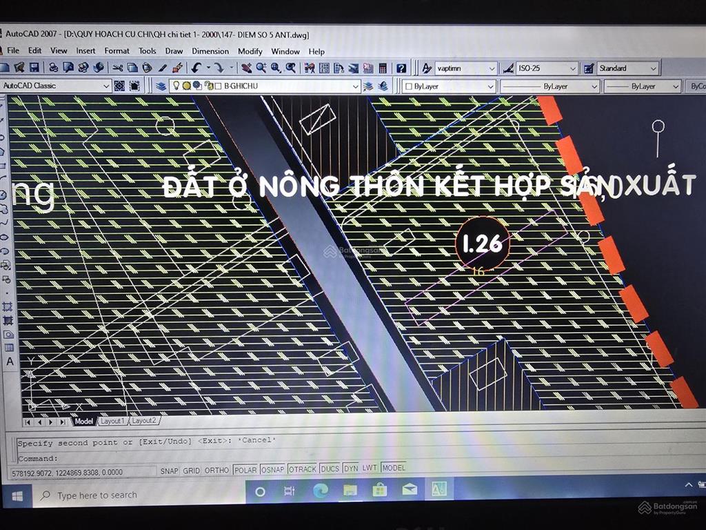 Bán đất mt đường đỗ đăng tuyển, xã an nhơn tây, dt 9,2 x 60m 569,2m2 có 120m2 tc giá chỉ 4 tỷ