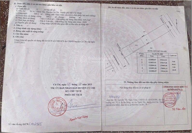 Bán đất mt đường đỗ đăng tuyển, xã an nhơn tây, dt 9,2 x 60m 569,2m2 có 120m2 tc giá chỉ 4 tỷ