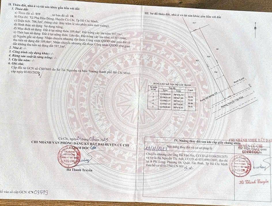 Bán đất mặt tiền đường nguyễn văn khạ. tổng dt 2180m2 có 623,4m2 thổ cư giá chỉ có 17 tỷ