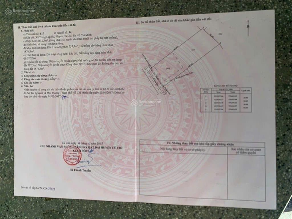 Bán nhà xưởng dt =30 x 90m = 2612m2, có 737m2 thổ cư mặt tiền đường đặng thị tô, xã trung lập hạ