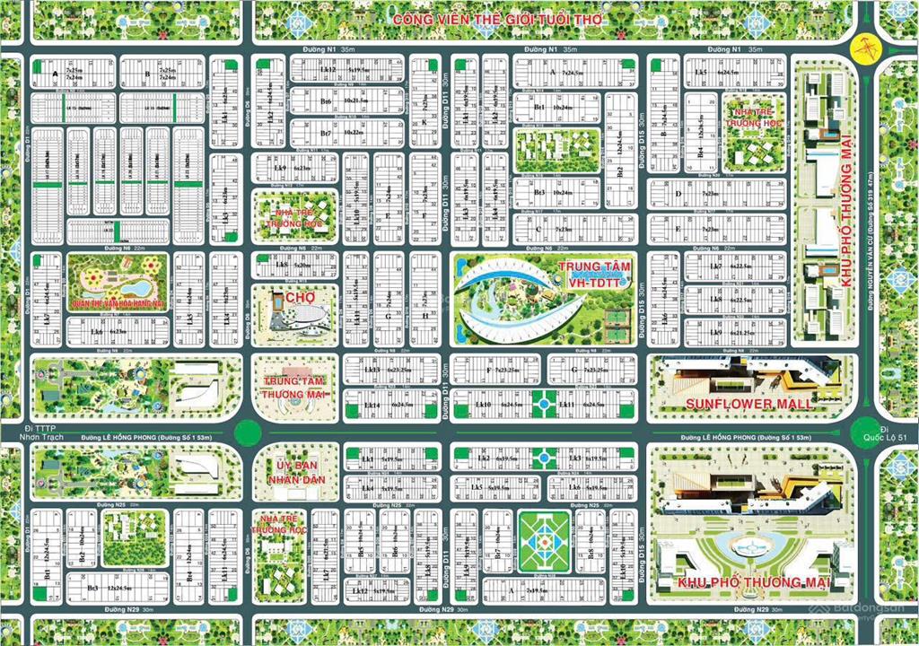 Chính chủ cần bán lô đất dự án sunflower city nhơn trạch dt 161m2 giá 990 triệu,  0907 705 ***