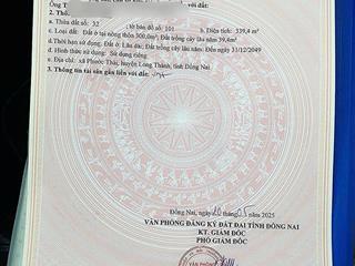 Bán lô đất thổ cư có sẵn nhà xã phước thái, long thành, dt 339.4m2, giá 4,x tỷ  0907 705 ***