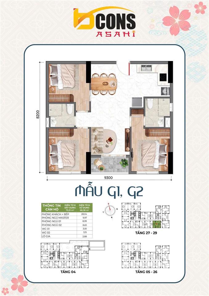 Penthouse bcons asahi, 3pn  2wc hướng nam, giá tốt, chiết khấu vàng chào mừng 2026