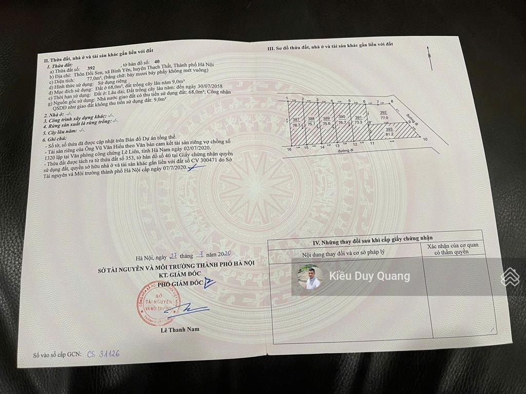 Bán lô góc 77m2, 2,695 tỷ tại đường 420, xã bình yên, thạch thất, hà nội. em quang 0962 783 ***