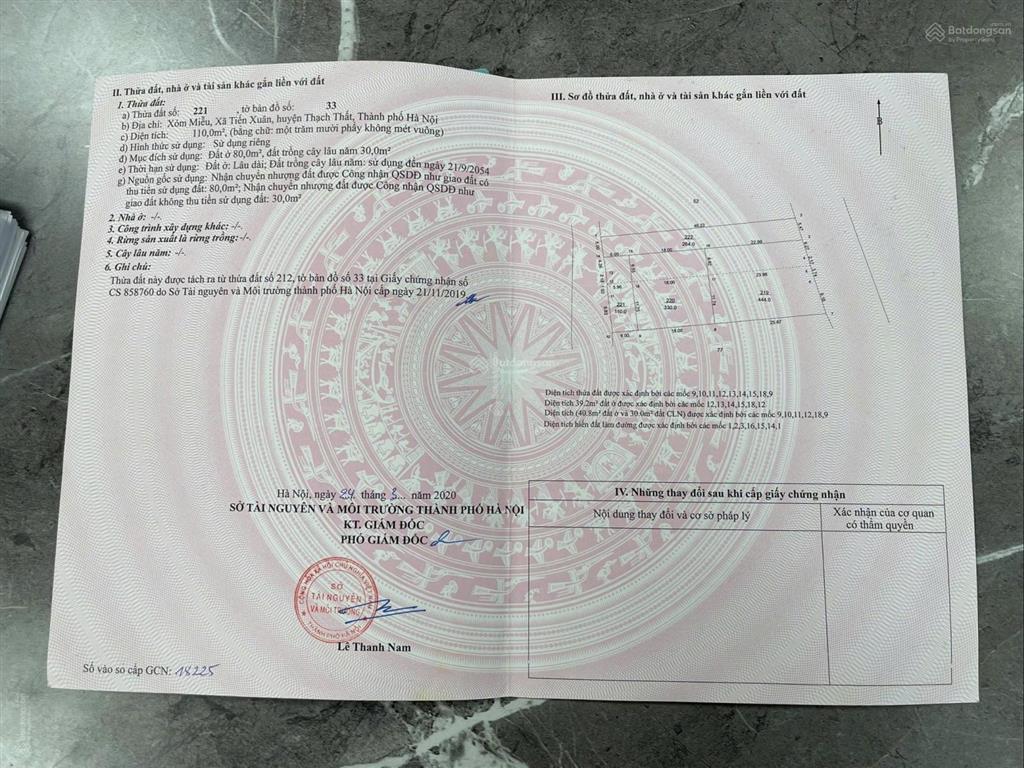 Lô góc siêu đẹp 110m2 tại miễu, tiến xuân, cách ga metro đại lộ thăng long chỉ 50m.  0962 783 ***