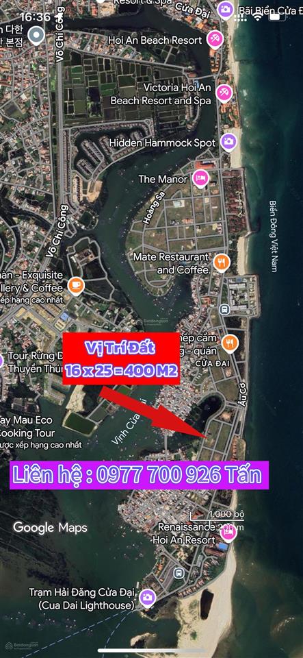 Bán lô đất biệt thự biển cửa đại tp hội an đường lý thái tông có view trực diện sông