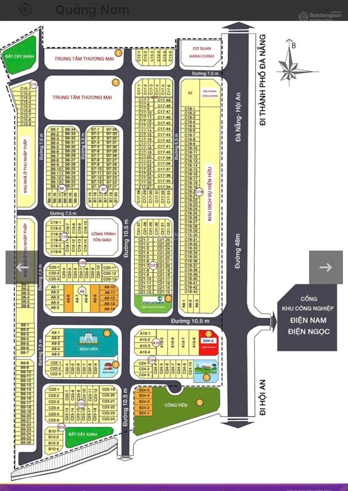 Bán đất mặt tiền đường 10.5 mét khu đô thị 2a điện ngọc