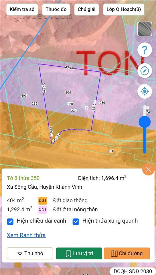 Bán đất mặt tiền quốc lộ 27c sông cầu khánh vĩnh, vị trí đẹp, 4.3 triệu/m2