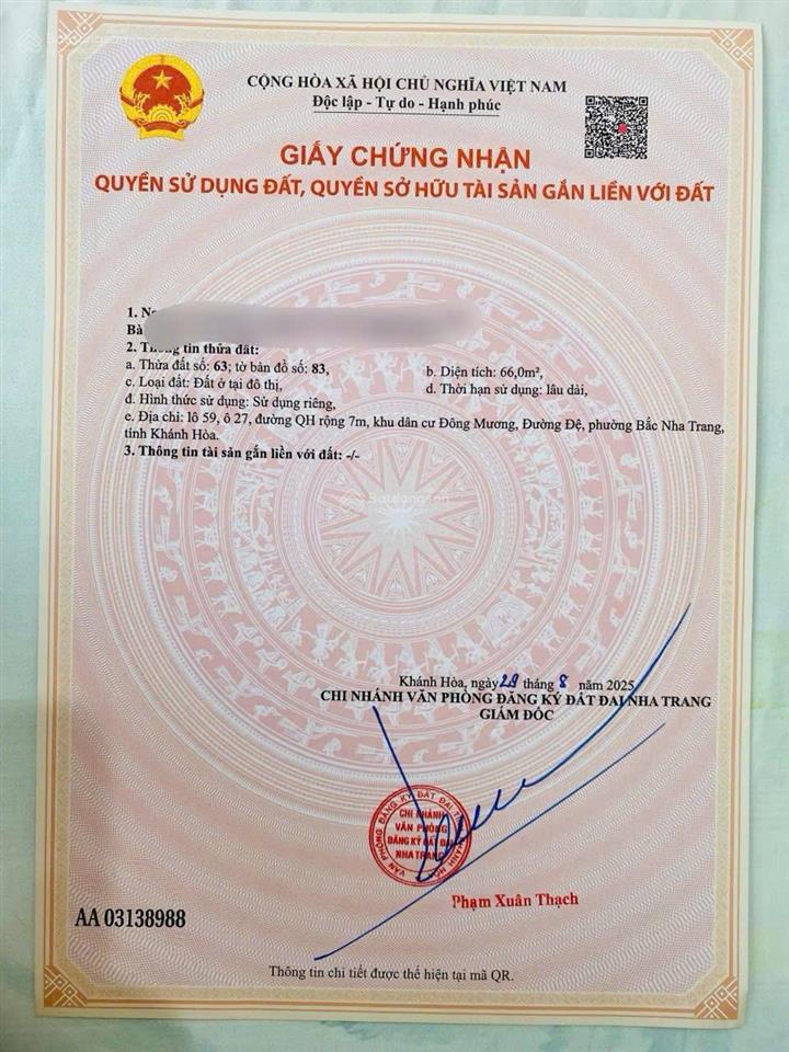 Bán đất tặng nhà hòn xện vĩnh hòa nha trang, gần biển, gần núi cô tiên, sổ hồng full thổ 4.8 tỷ