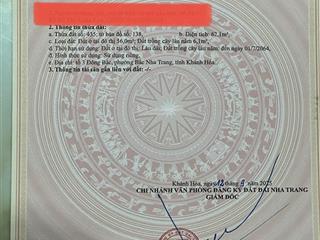 Cần bán lô đất hẻm ô tô ngay cạnh chung cư hoàng quân, bắc nha trang, giá 3,6 tỷ