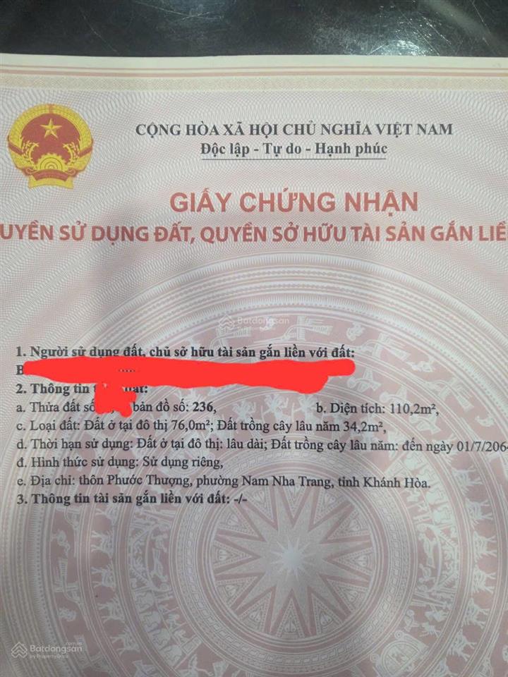 Bán đất mặt tiền tỉnh lộ 3 đất lành, vĩnh thái, nha trang