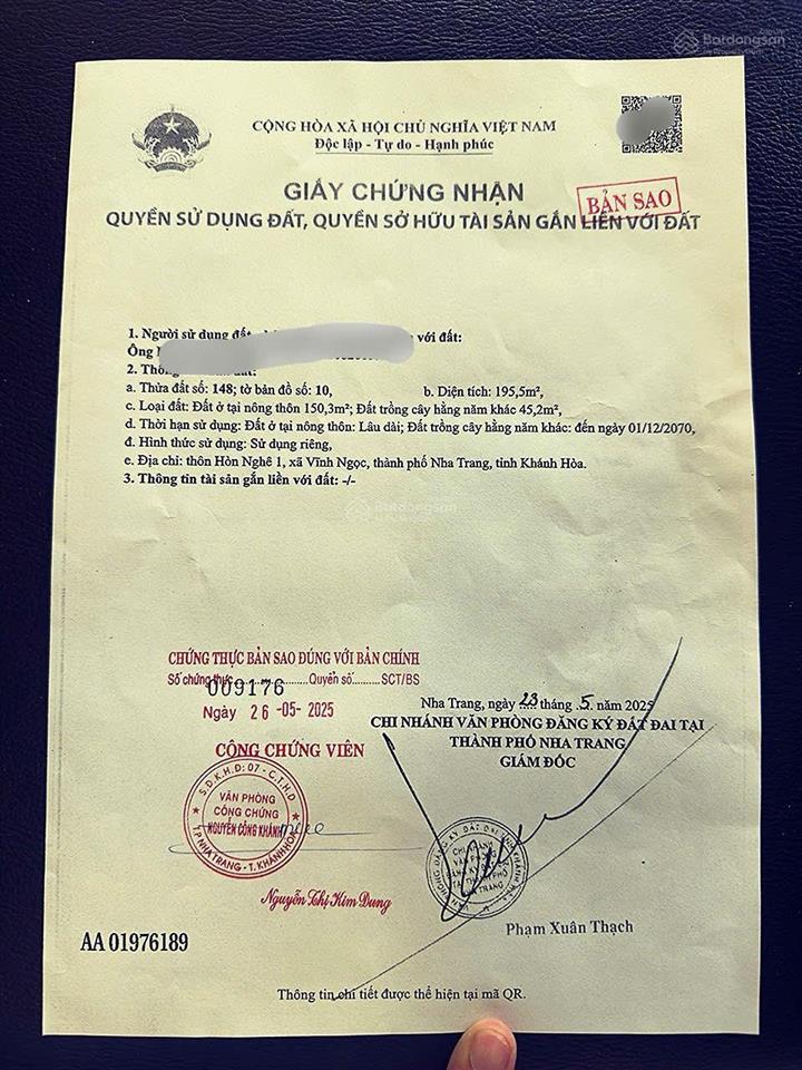 Bán lô đất mặt tiền đường mai thị dõng xã vĩnh ngọc tp. nha trang