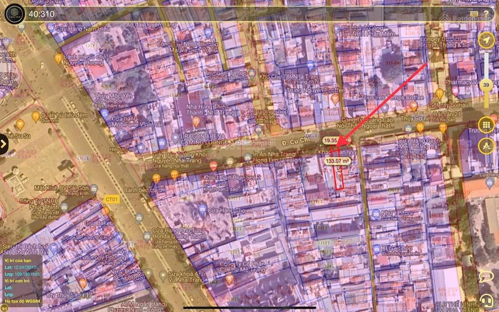 Bán lô đất mặt tiền đường củ chi  p. vĩnh hải  tp. nha trang. (p. bắc nha trang). giá 14,5 tỷ