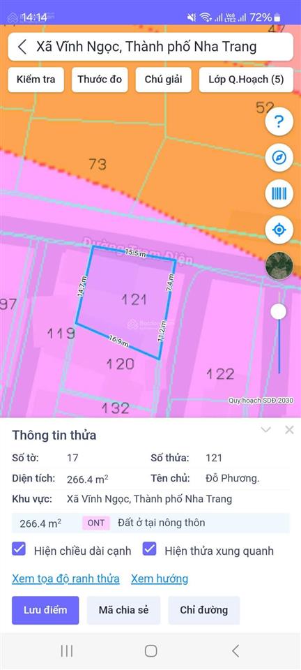 Bán đất 2 mặt tiền đường vũ ngọc nhạ (đường trạm điện)  thôn hòn nghê 2  xã vĩnh ngọc  nha trang