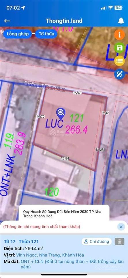 Bán đất 2 mặt tiền đường vũ ngọc nhạ (đường trạm điện)  thôn hòn nghê 2  xã vĩnh ngọc  nha trang