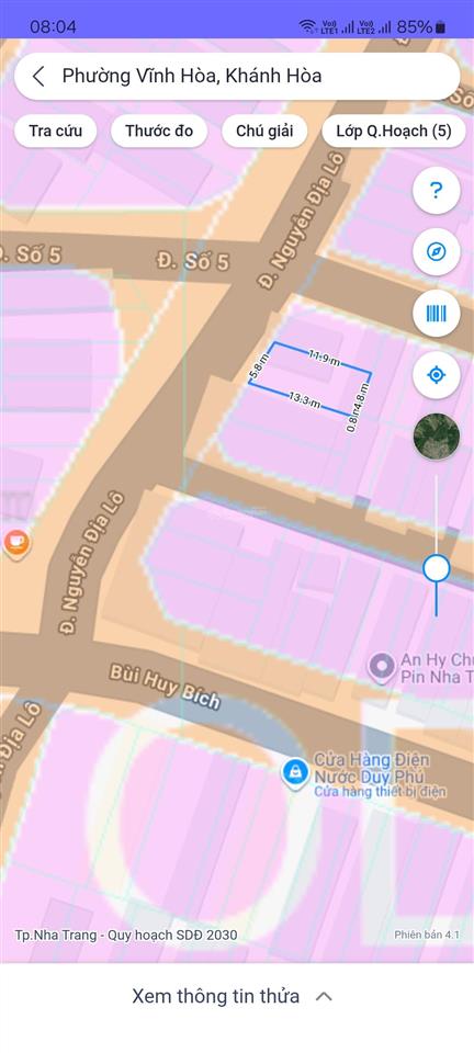 Bán đất mặt tiền nguyễn địa lô  khu tđc hòn xện  p. vĩnh hòa  tp. nha trang. dt 70m2 giá 4,6 tỷ