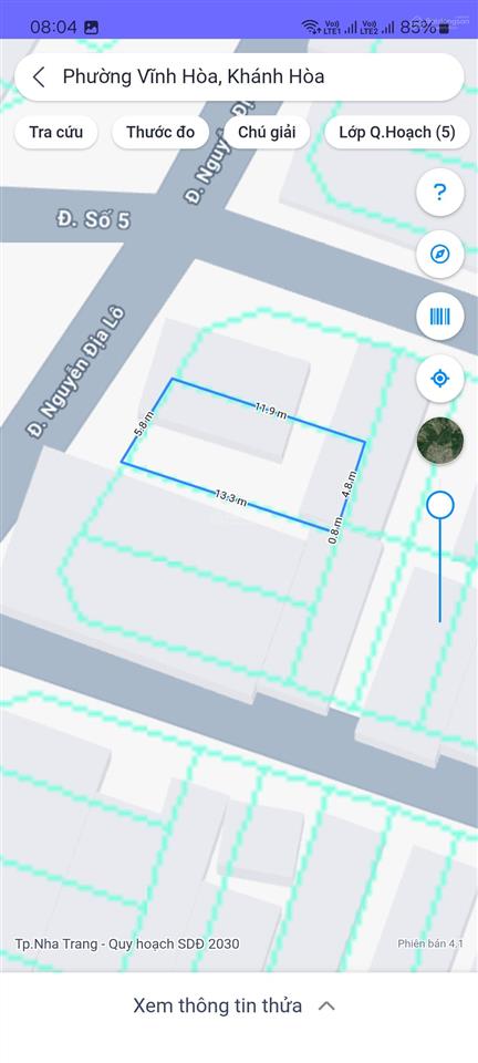 Bán đất mặt tiền nguyễn địa lô  khu tđc hòn xện  p. vĩnh hòa  tp. nha trang. dt 70m2 giá 4,6 tỷ