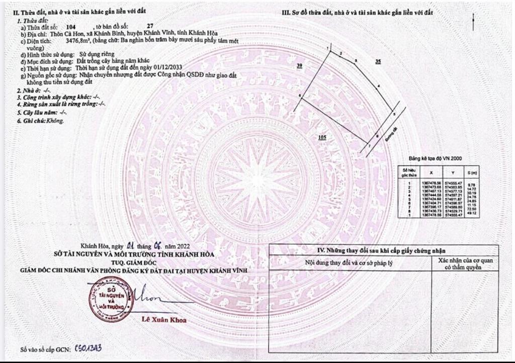 Cần bán lô đất xã khánh bình giá đầu tư, có thể tách 3 lô