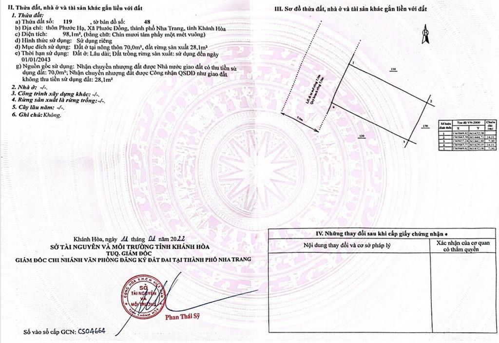 Chính chủ cần bán lô đất tại diamond bay phước hạ, nam nha trang giá rẻ 1,650 tỷ  vân 0989 880 ***