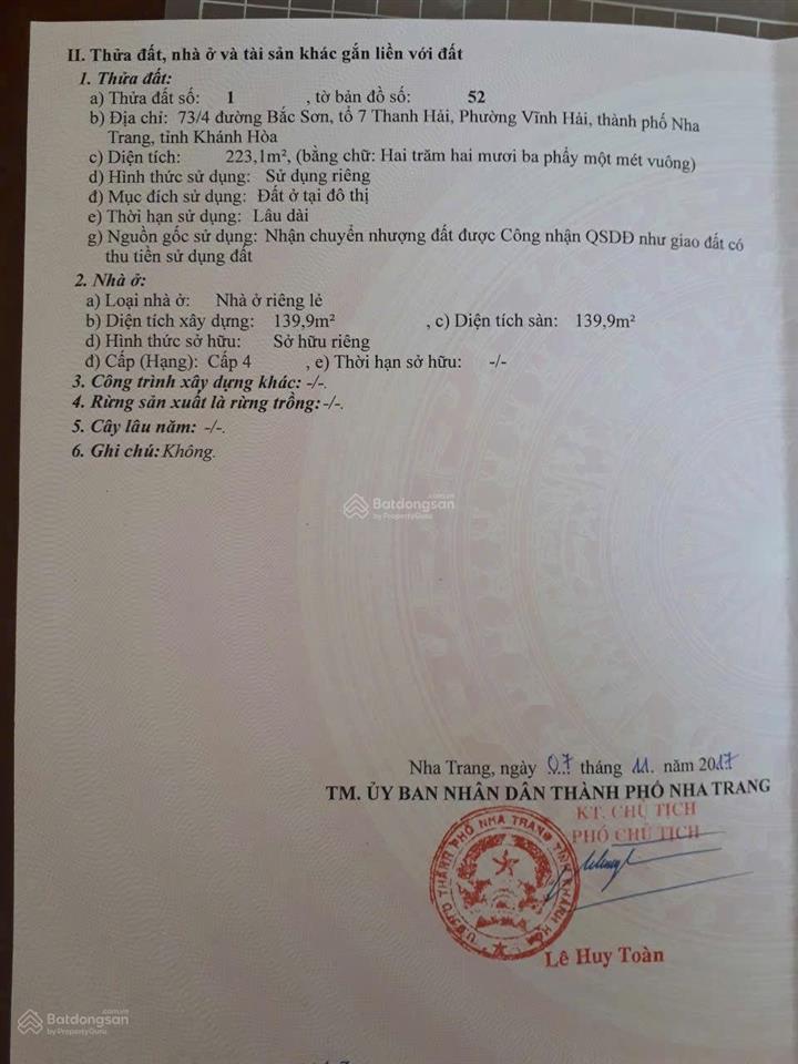 Cần bán 10,8 tỷ. nhà hẻm bắc sơn, vĩnh hải, nha trang. dt 223m2 (ngang 10m)  gần biển, gần chợ.