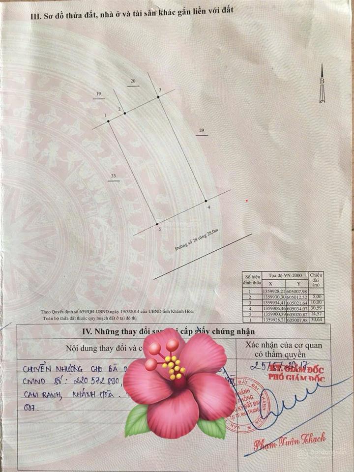 Cần bán 115 tr/m. lô đất mặt tiền nguyễn cơ thạch, vĩnh hoà, nha trang dt 453.1m2 (ngang 15m) h.nam