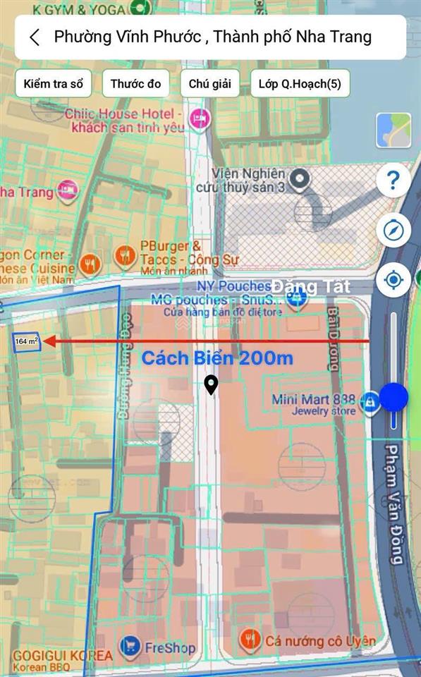 Cần bán lô đất đẹp hẻm đặng tất, vĩnh hải, nha trang. dt 168,5m2 (ngang 11m), h.tây  giá 14,5 tỷ