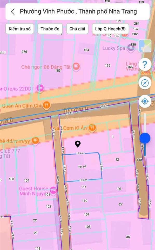Cần bán lô đất đẹp hẻm đặng tất, vĩnh hải, nha trang. dt 168,5m2 (ngang 11m), h.tây  giá 14,5 tỷ